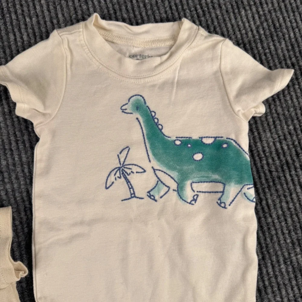 Carters Baby Bodysuit Lot 3 Dinosaur Sunshine Hello Friend 6M 9M Beige‎ 478 Tan